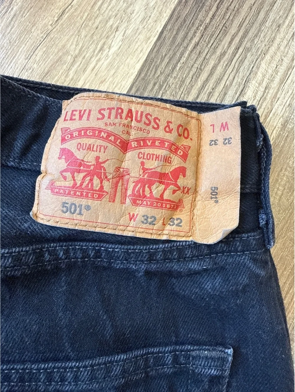 Levi's 501 Button Fly Jeans Men's 32x30.5 Black Straight Leg Denim USA Classic